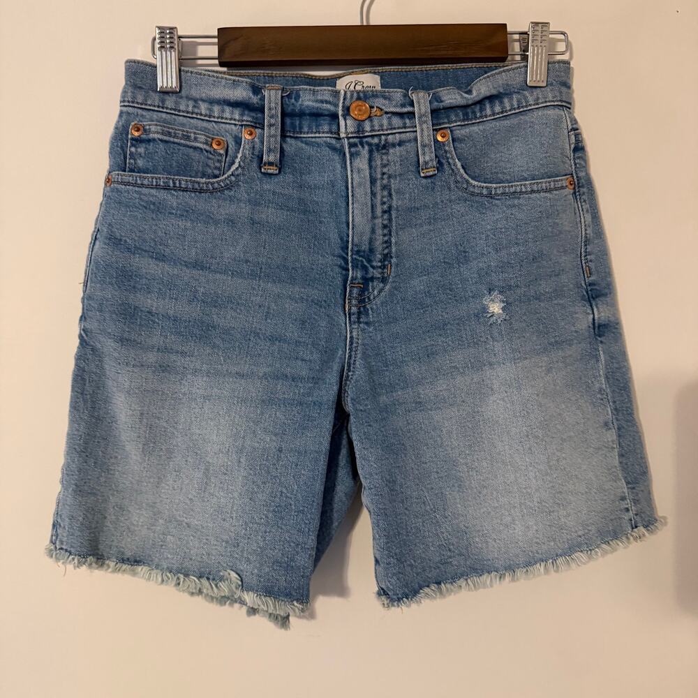 J. Crew Long Denim Shorts Cotton Size 26 Norwalk Wash Classic Timeless Casual